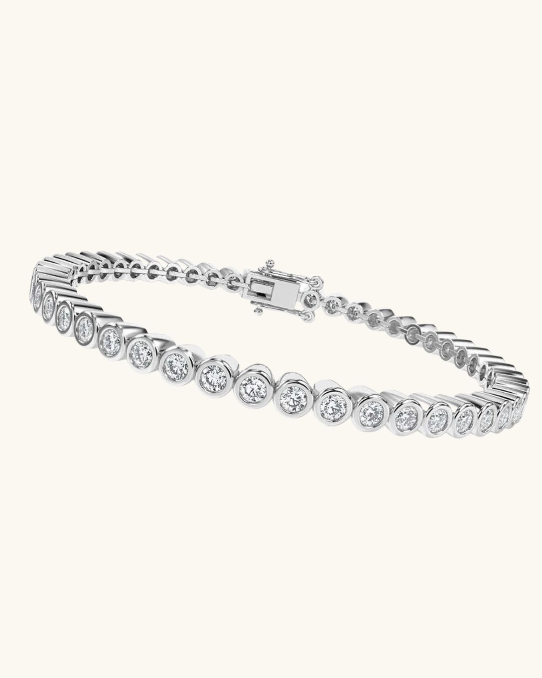 SILVER LAB GROWN ROUND BEZEL BRACELET 3MM