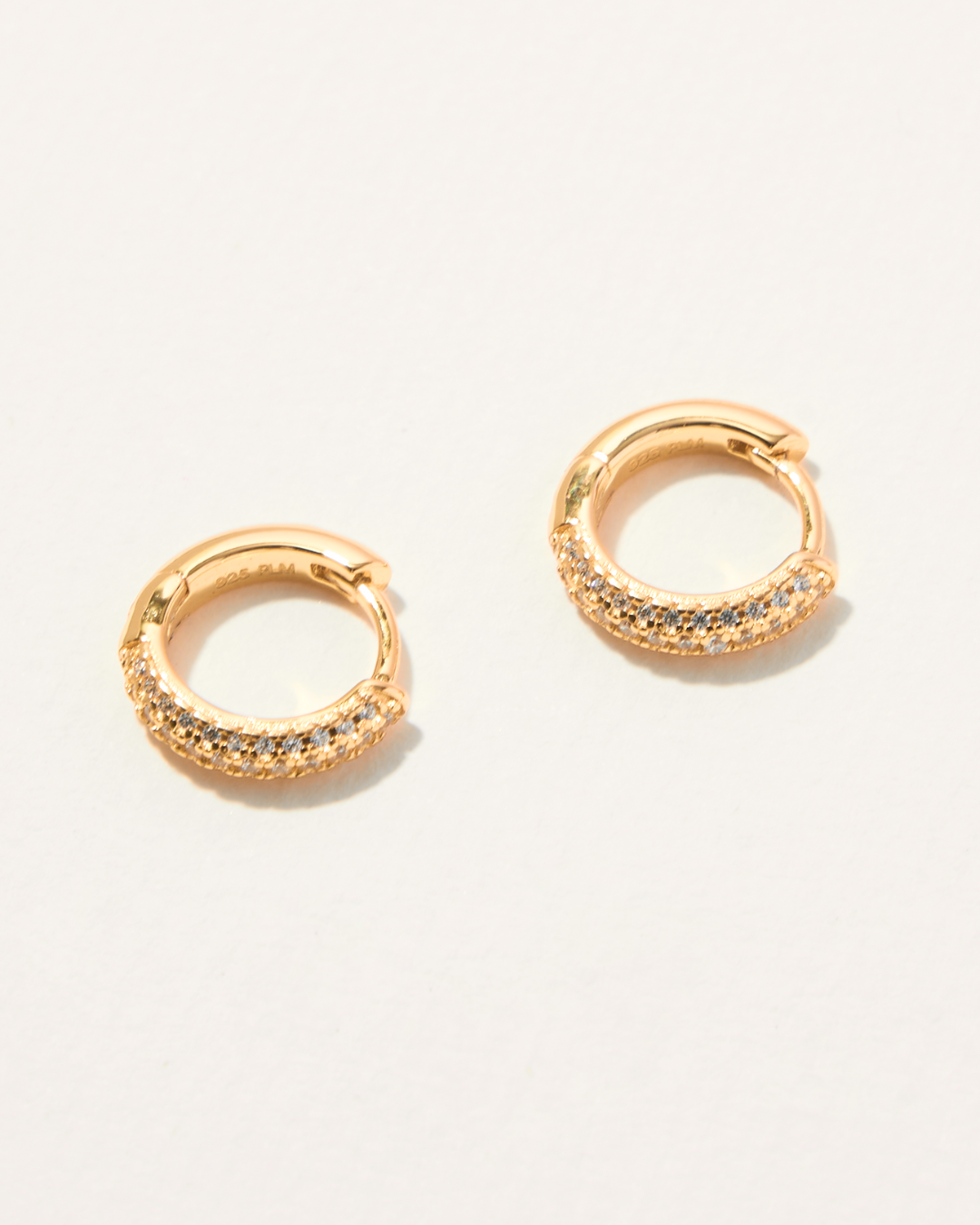 KHUYÊN TAI TRÒN MINI PERLAMUSE AMBER VÀNG VERMEIL 16K ĐÍNH ĐÁ CAO CẤP