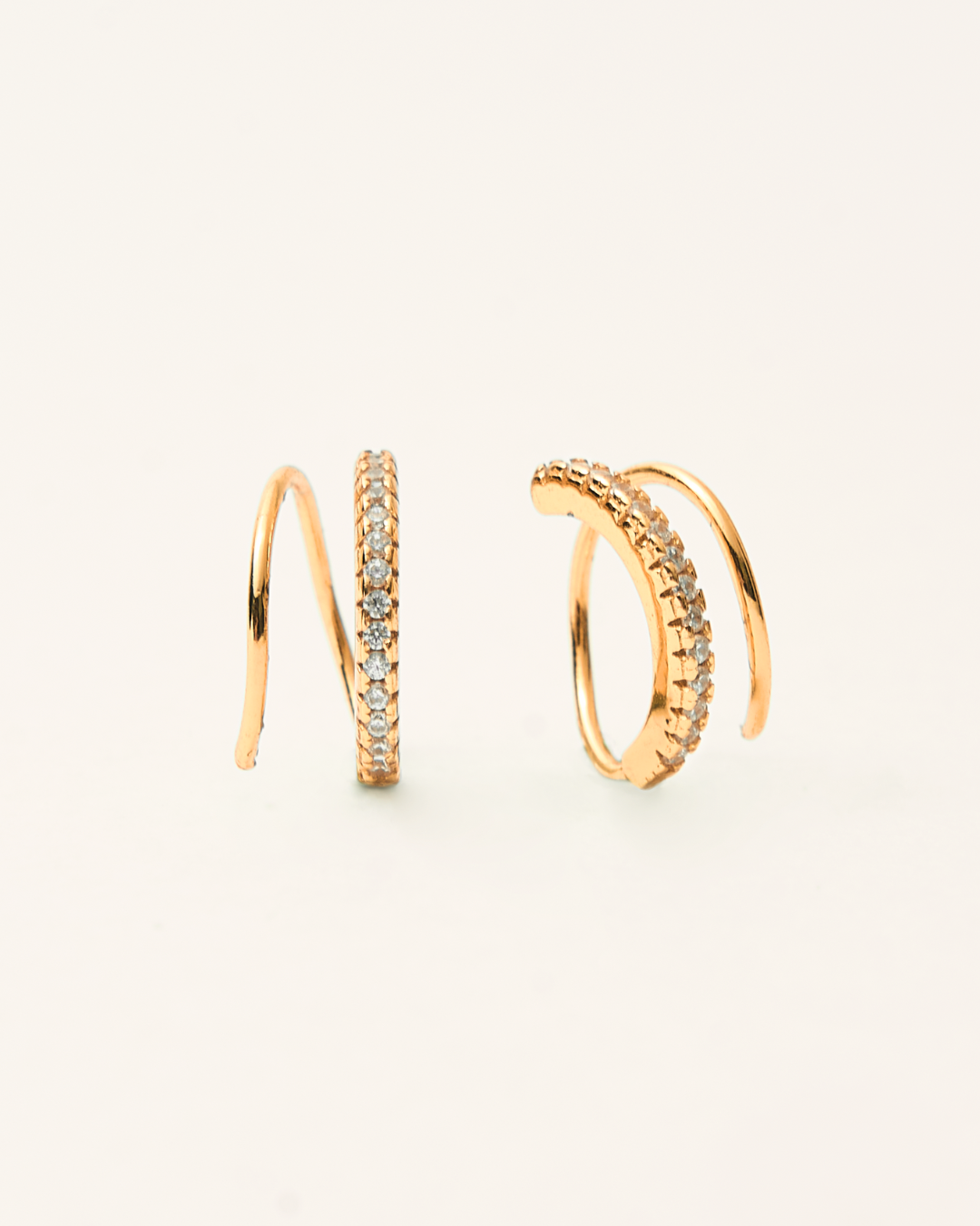 KHUYÊN TAI PERLAMUSE SPIRAL XOẮN ỐC VÀNG VERMEIL 16K ĐÍNH ĐÁ