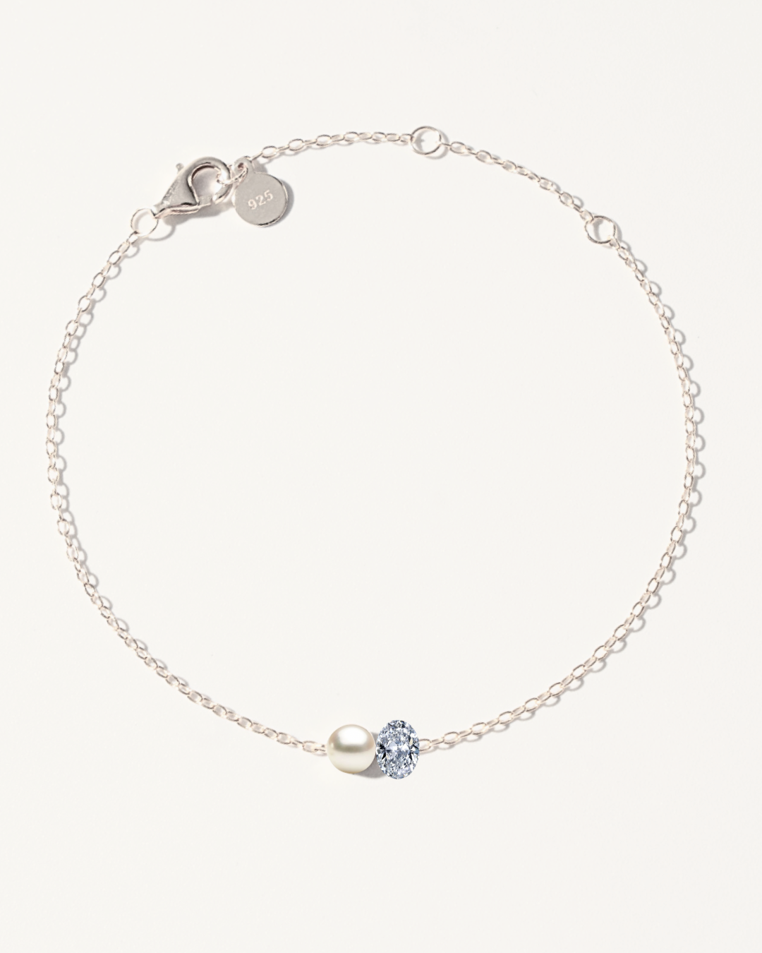 SILVER PEARL & DIAMOND BRACELET