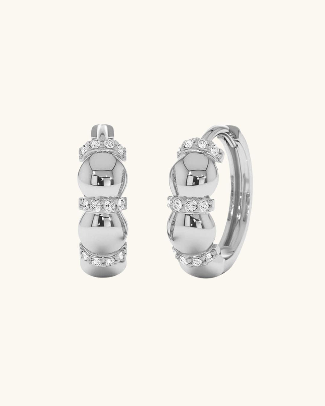 SILVER CHUNKY BEAD HOOP EARRINGS