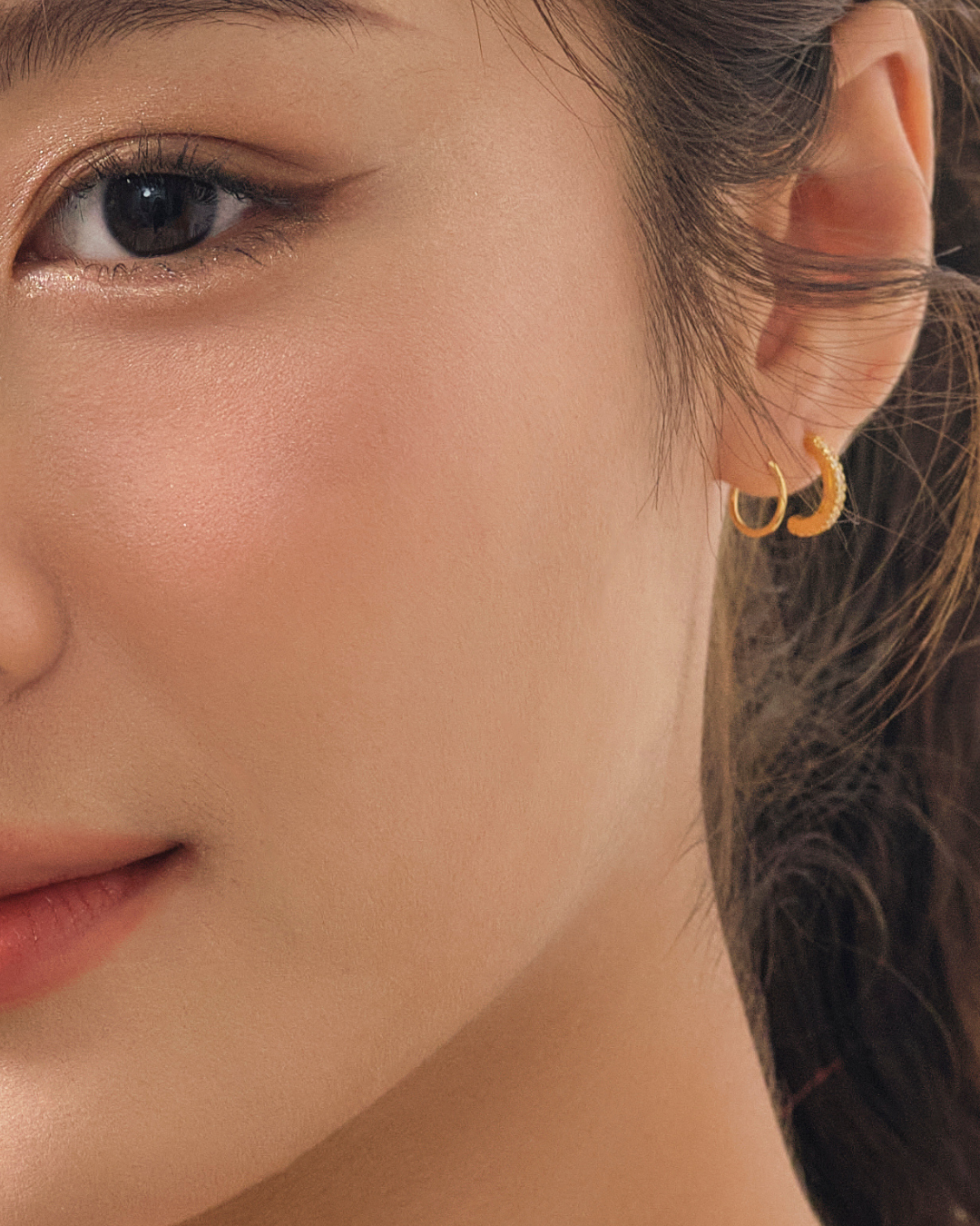 KHUYÊN TAI PERLAMUSE SPIRAL XOẮN ỐC VÀNG VERMEIL 16K ĐÍNH ĐÁ