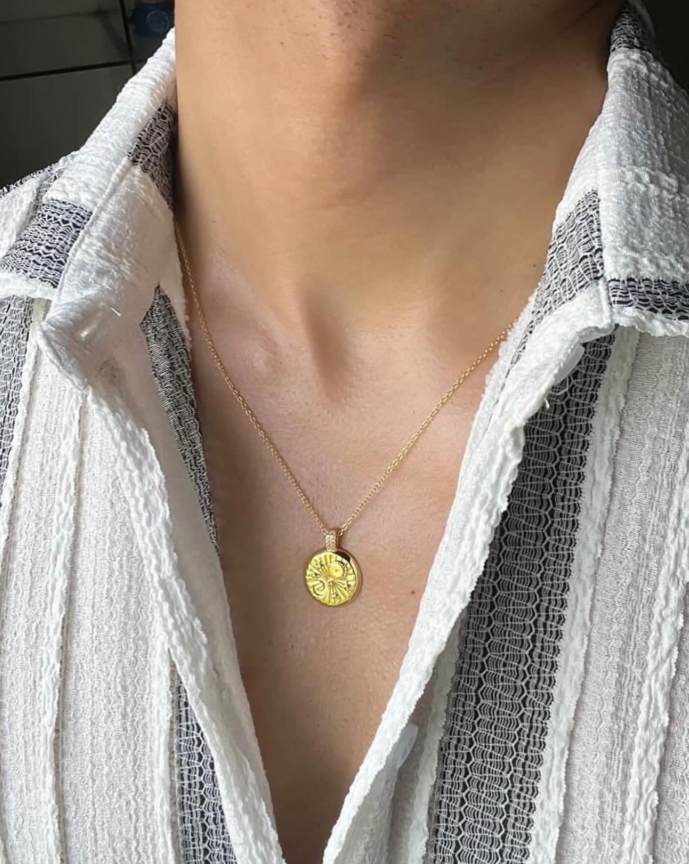 MẶT DÂY CHUYỀN PERLAMUSE VÀNG VERMEIL 16K MẶT TRĂNG VÀ BỤI SAO