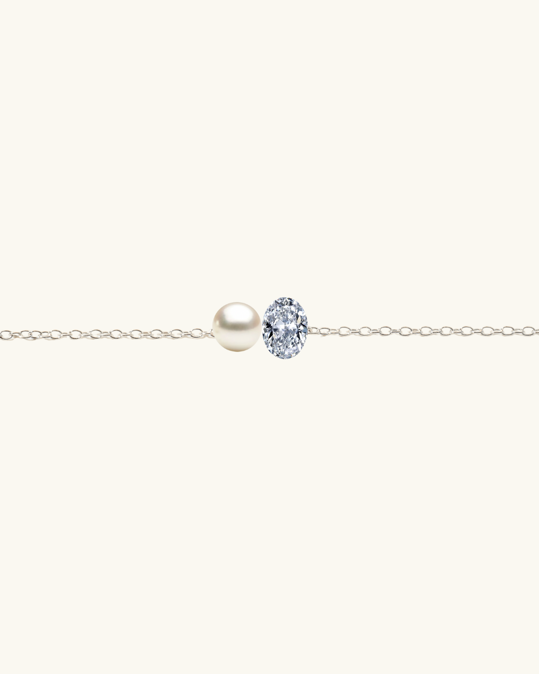 SILVER PEARL & DIAMOND BRACELET