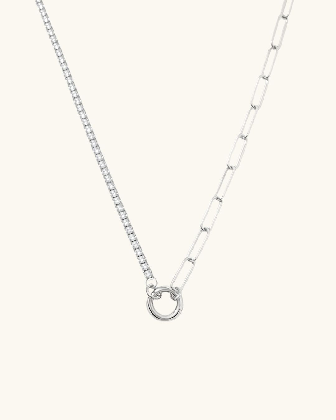 DÂY CHUYỀN PERLAMUSE BẠC STERLING ALICIA DÂY XÍCH KẾT HỢP NỬA ĐÁ CAO CẤP