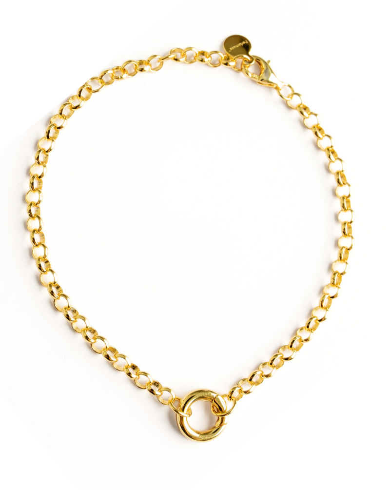 Rolo Chain Bracelet With Round Lock Gold (NO CHARM)