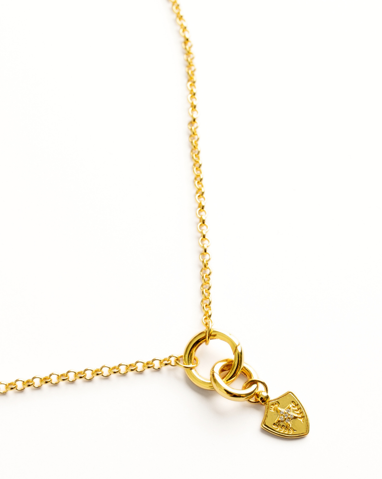 New Rolo Chain Necklace With Round Lock Gold (No Charm)