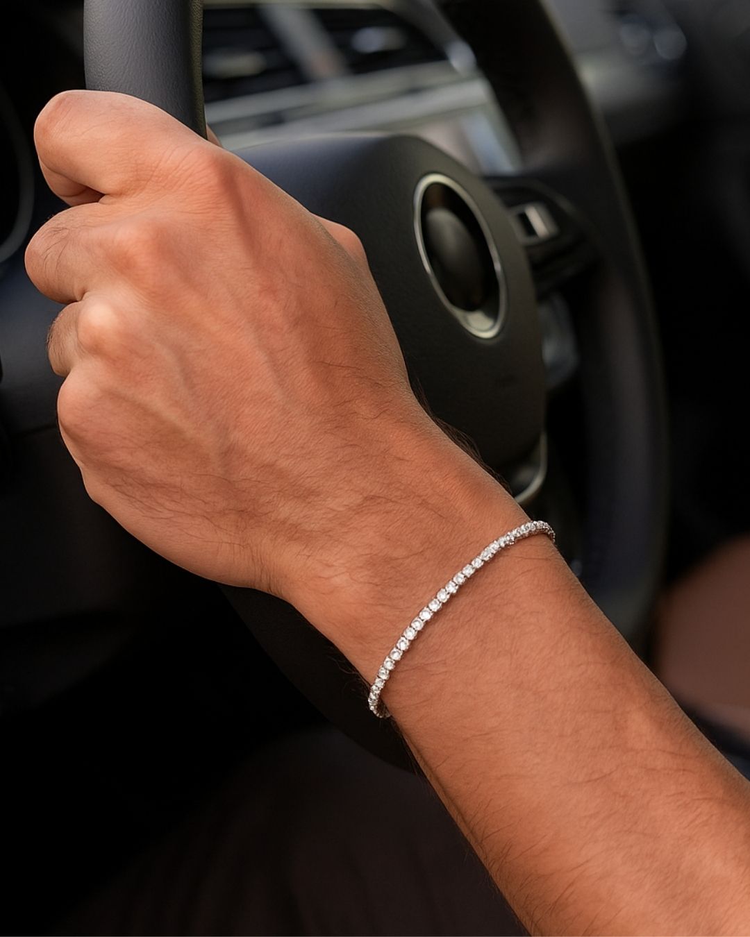 SILVER LAB GROWN DIAMOND TENNIS BRACELET 2MM