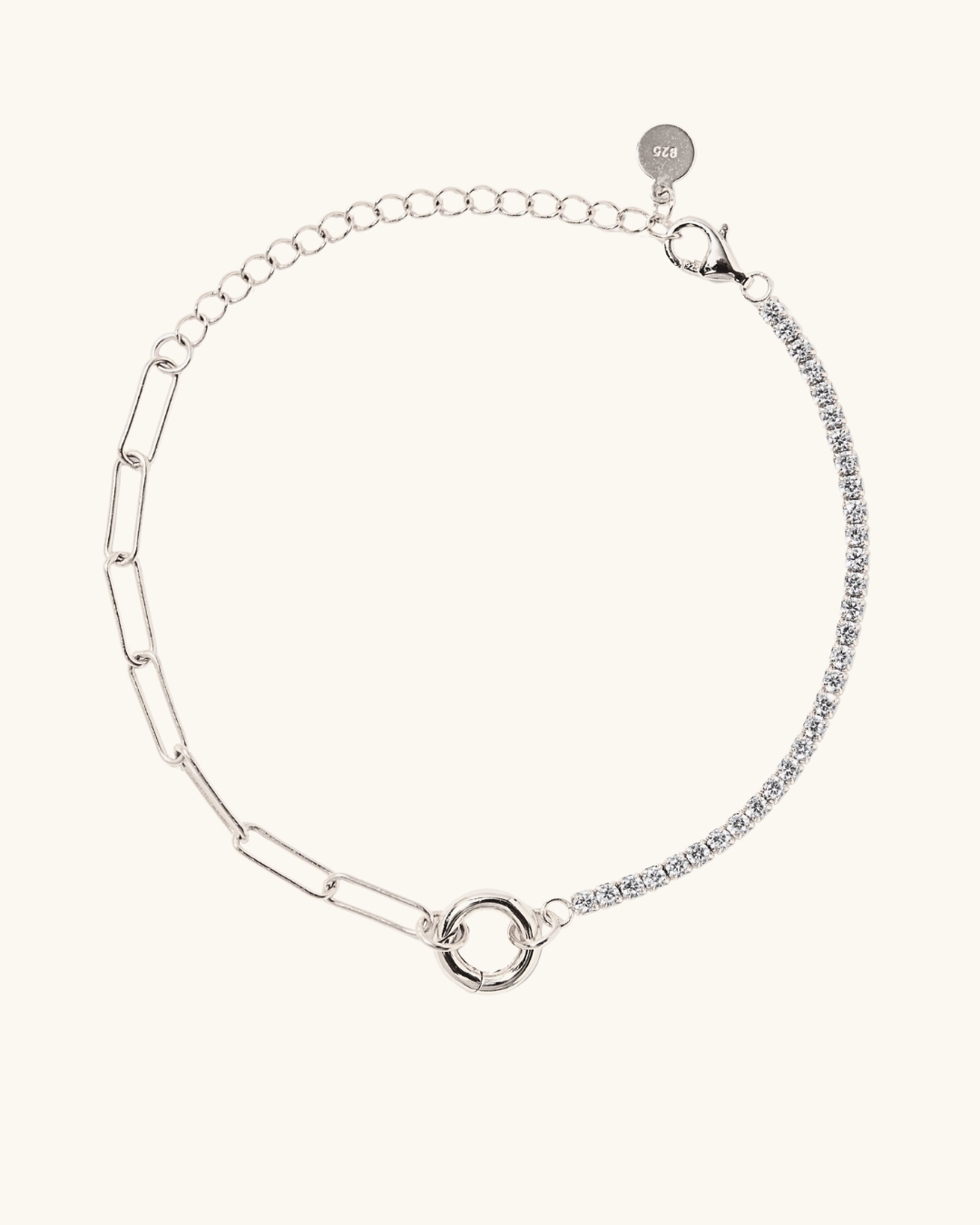 VÒNG TAY PERLAMUSE BẠC STERLING ALICIA DÂY XÍCH KẾT HỢP NỬA ĐÁ CAO CẤP
