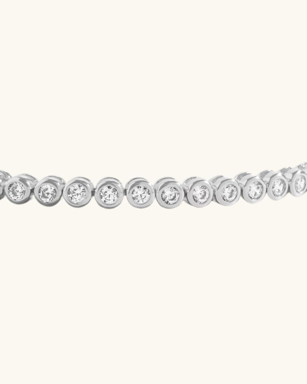 SILVER LAB GROWN ROUND BEZEL BRACELET 3MM