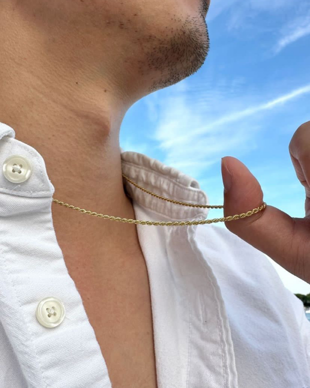 DÂY CHUYỀN PERLAMUSE VÀNG VERMEIL 16K ROPE CHAIN XOẮN THỪNG 2MM