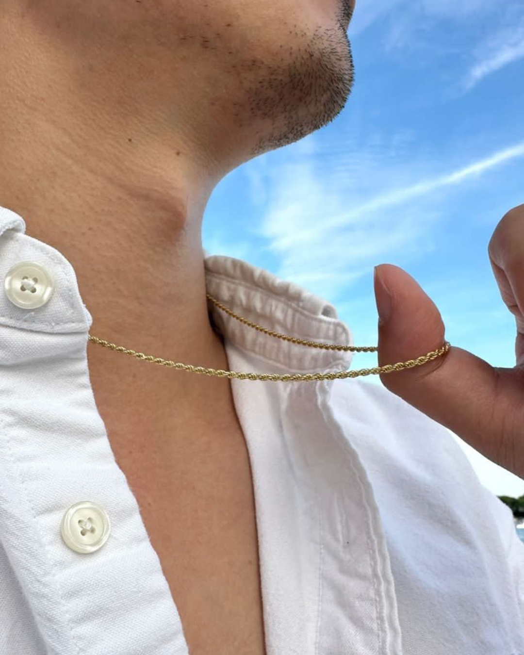 DÂY CHUYỀN PERLAMUSE VÀNG VERMEIL 16K ROPE CHAIN XOẮN THỪNG 2MM