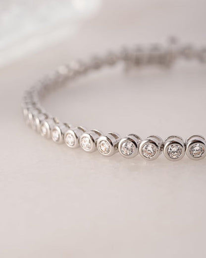 SILVER LAB GROWN ROUND BEZEL BRACELET 3MM