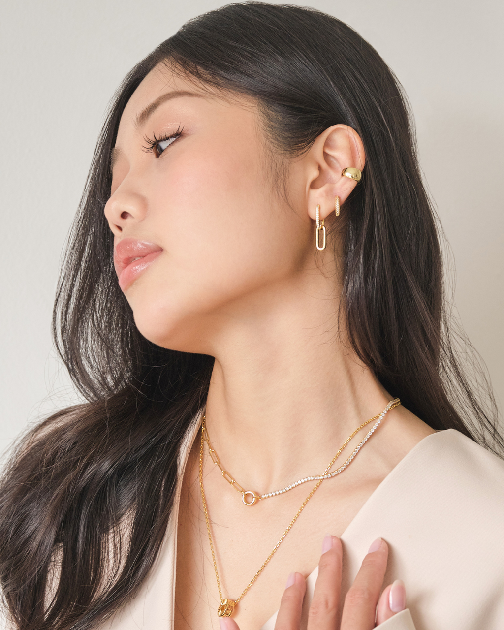 [ 1 CHIẾC ] KHUYÊN KẸP VÀNH TAI PERLAMUSE VÀNG VERMEIL 16K CAO CẤP