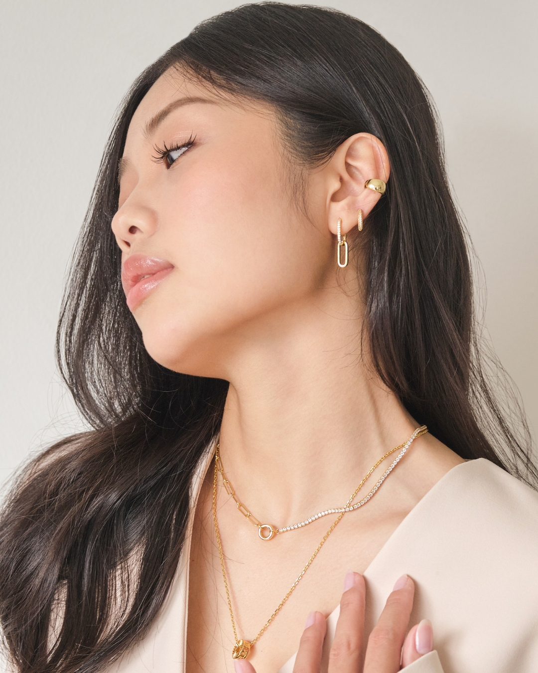 [ 1 CHIẾC ] KHUYÊN KẸP VÀNH TAI PERLAMUSE VÀNG VERMEIL 16K CAO CẤP