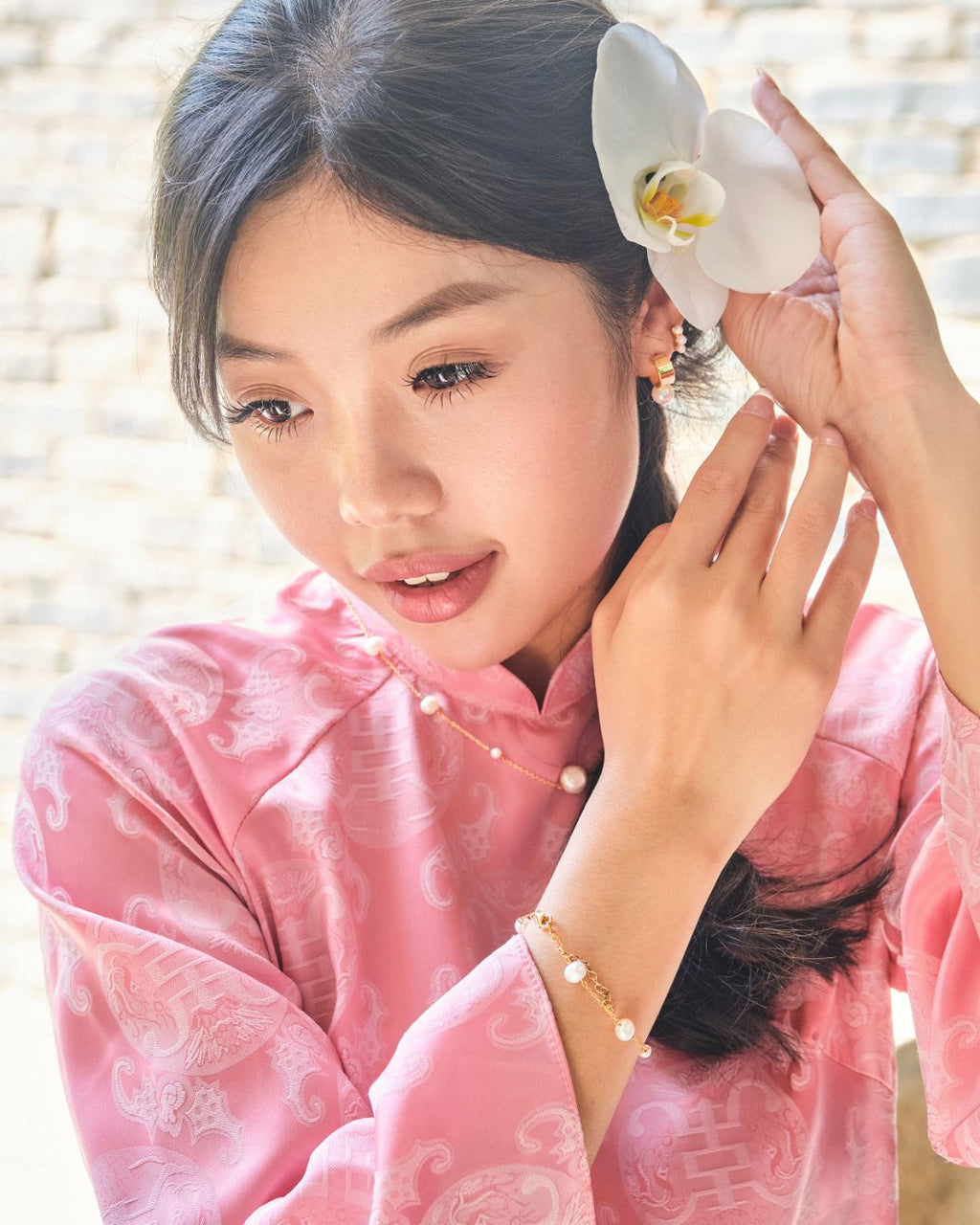 VÒNG TAY PERLAMUSE VÀNG VERMEIL 16K DAINTY NGỌC TRAI TỰ NHIÊN