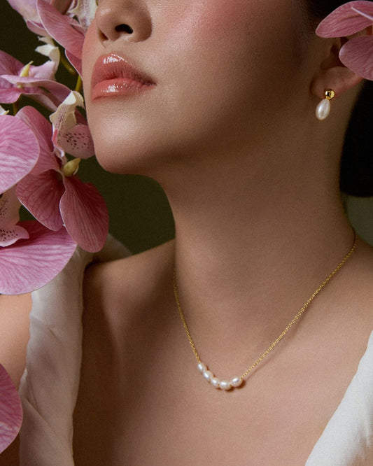 DÂY CHUYỀN PERLAMUSE VÀNG VERMEIL 16K EMI NGỌC TRAI TỰ NHIÊN CAO CẤP 