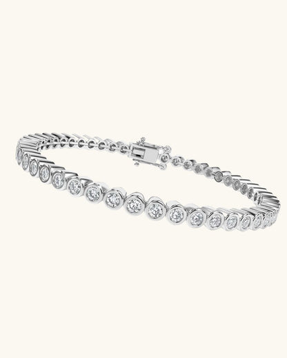 SILVER LAB GROWN ROUND BEZEL BRACELET 3MM