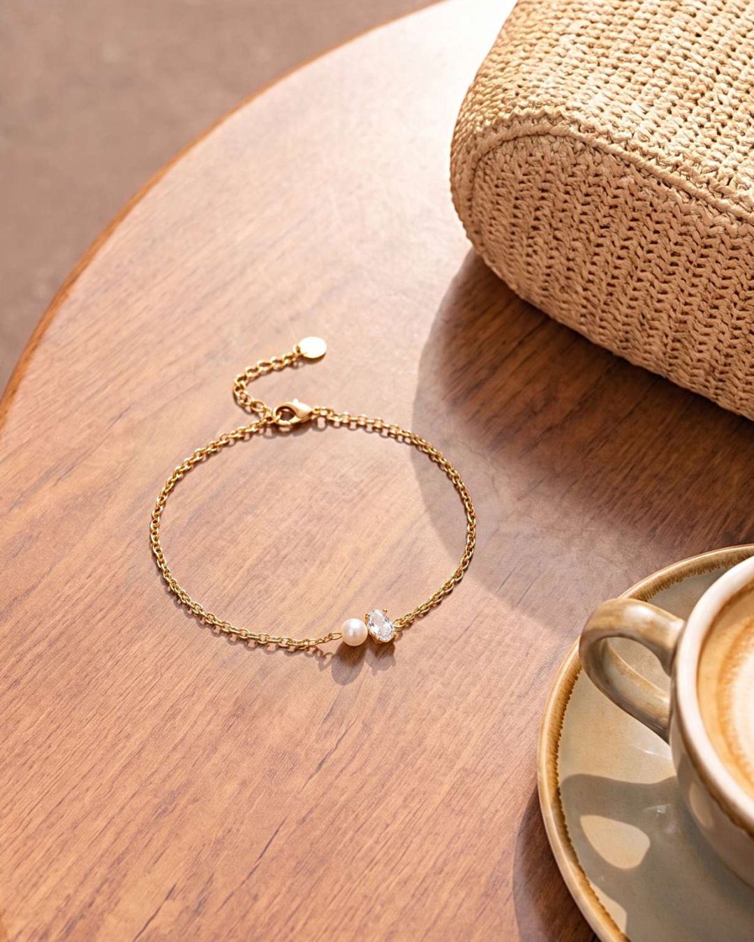 VÒNG TAY PERLAMUSE NGỌC TRAI KẾT HỢP ĐÁ CZ 