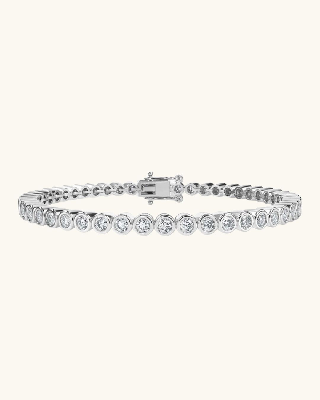 SILVER LAB GROWN ROUND BEZEL BRACELET 3MM
