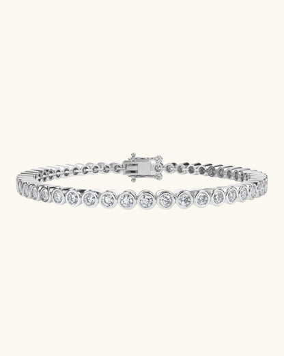 SILVER LAB GROWN ROUND BEZEL BRACELET 3MM