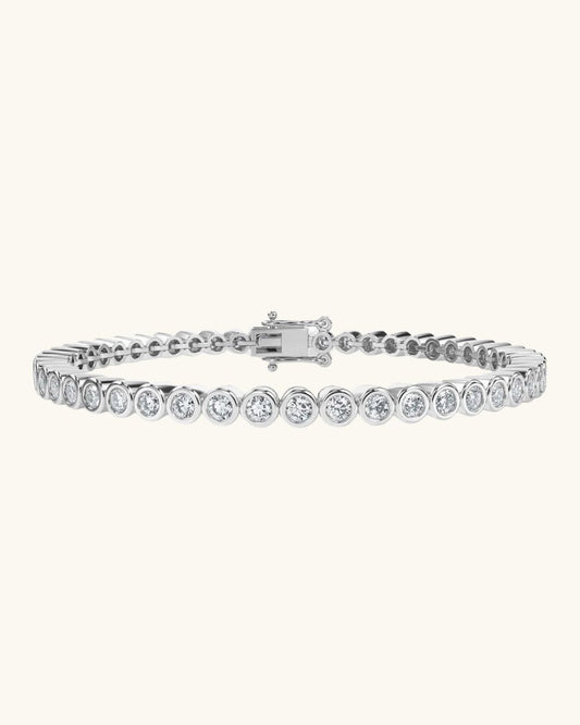 SILVER MOISSANITE ROUND BEZEL BRACELET 3MM