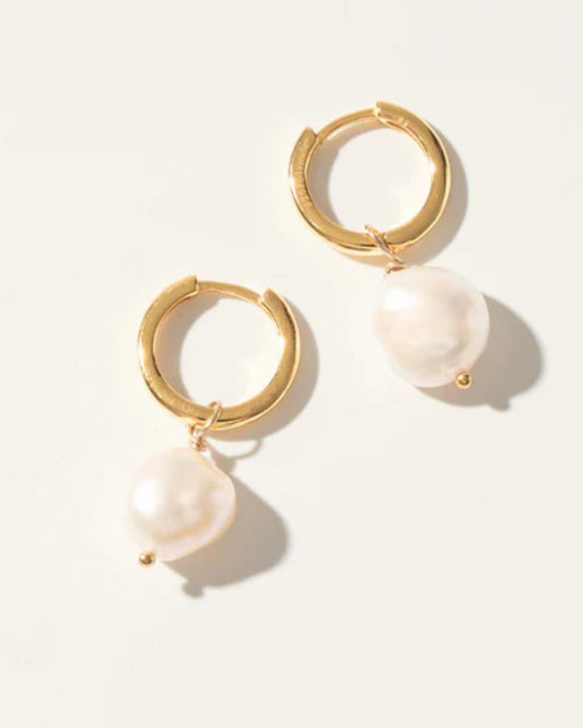 KHUYÊN TAI RƠI PERLAMUSE VÀNG VERMEIL 16K TIMELESS NGỌC TRAI TỰ NHIÊN ĐEO 2 KIỂU