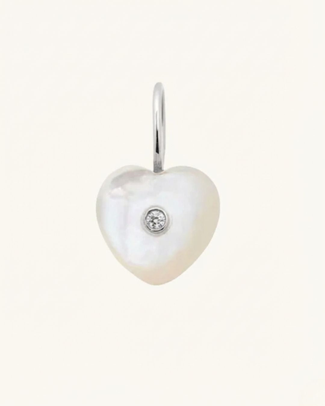 SILVER PEARL HEART CHARM