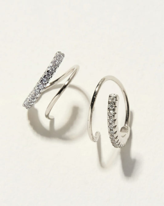 SILVER CZ SPIRAL EARRINGS