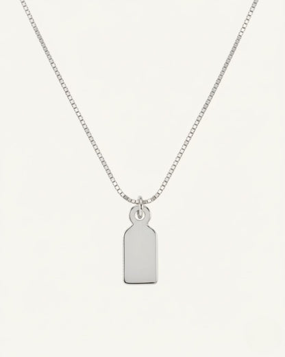 SILVER ENGRAVED NAME TAG NECKLACE