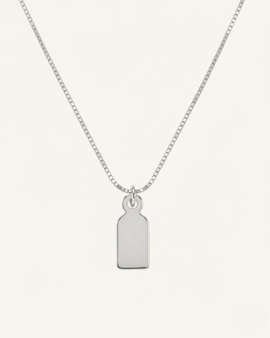 SILVER ENGRAVED NAME TAG NECKLACE