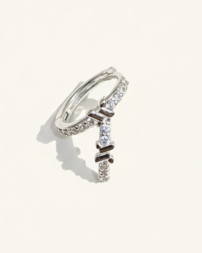 KHUYÊN TAI PERLAMUSE BẠC STERLING MINI TRÒN SHINNING X PAVE