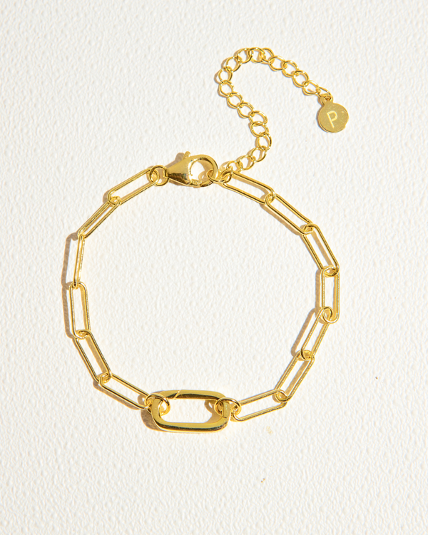 New Paperclip Bracelet with Open Clasp Gold (No Charm)