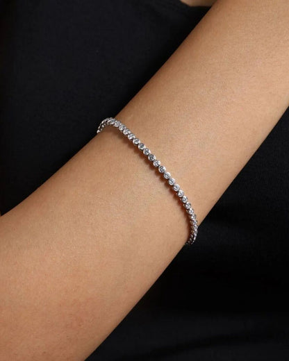 SILVER LAB GROWN ROUND BEZEL BRACELET 3MM