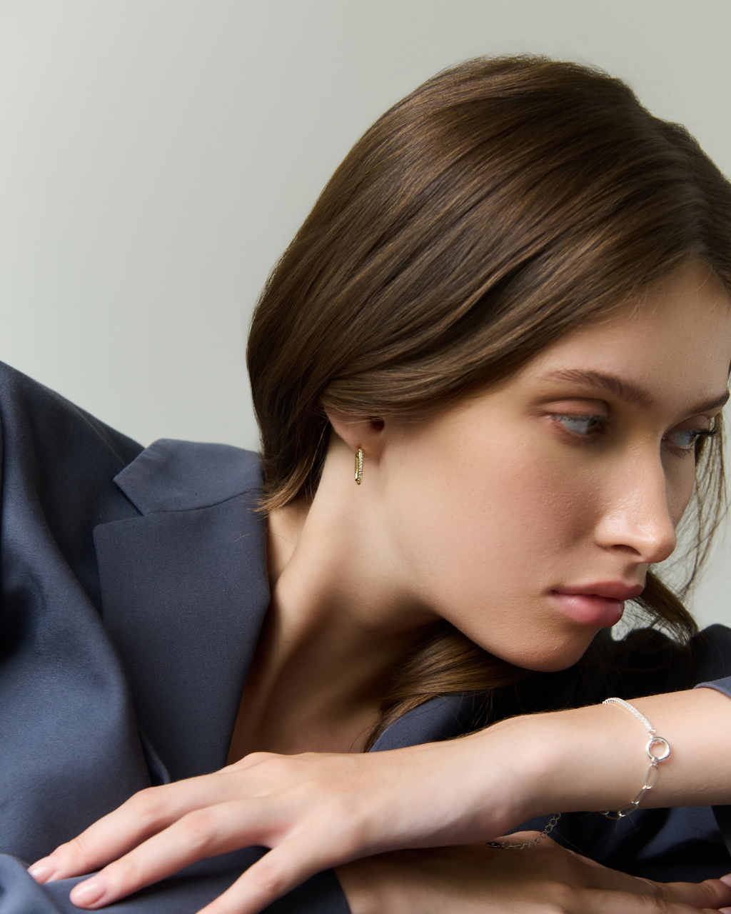 VÒNG TAY PERLAMUSE BẠC STERLING ALICIA DÂY XÍCH KẾT HỢP NỬA ĐÁ CAO CẤP
