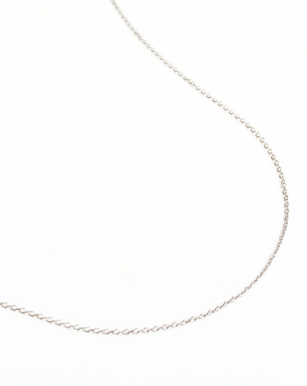 Cable Chain Necklace  With Charm (White Gold)