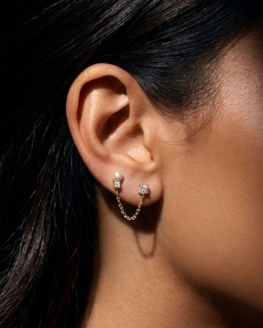 WHISPER LINK PEARL & DIAMOND EARRINGS