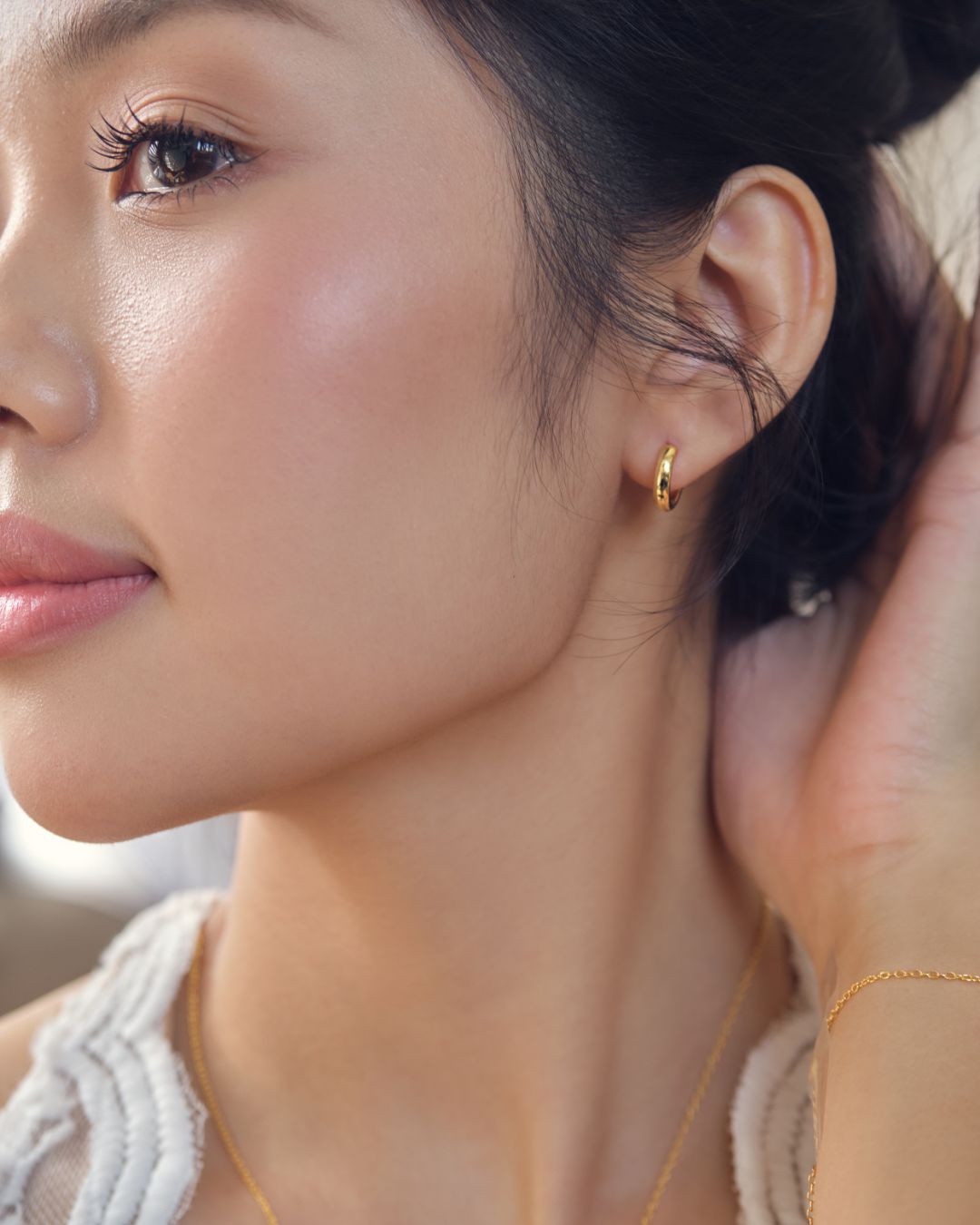 KHUYÊN TAI PERLAMUSE MINI TRÒN TRƠN 11.5MM
