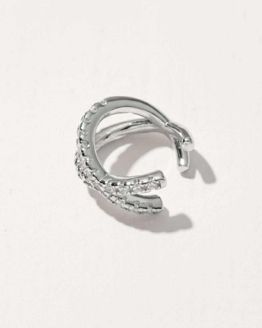 SILVER DIAMOND X EAR CUFF