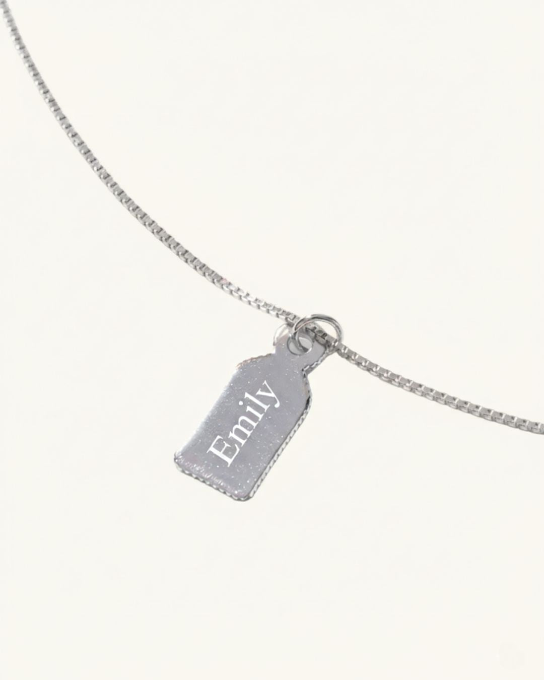 SILVER ENGRAVED NAME TAG NECKLACE