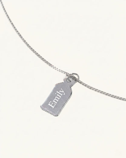 SILVER ENGRAVED NAME TAG NECKLACE