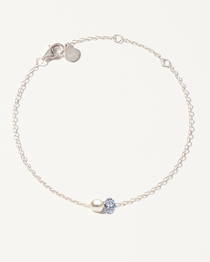SILVER PEARL & DIAMOND BRACELET