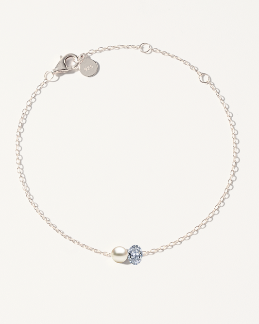 SILVER PEARL & DIAMOND BRACELET