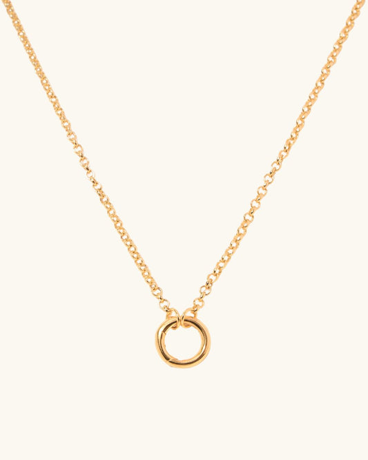 DÂY CHUYỀN PERLAMUSE ROLO MẮT XÍCH TRÒN CÓ KHÓA THÊM CHARM LINH HOẠT VÀNG VERMEIL 16K