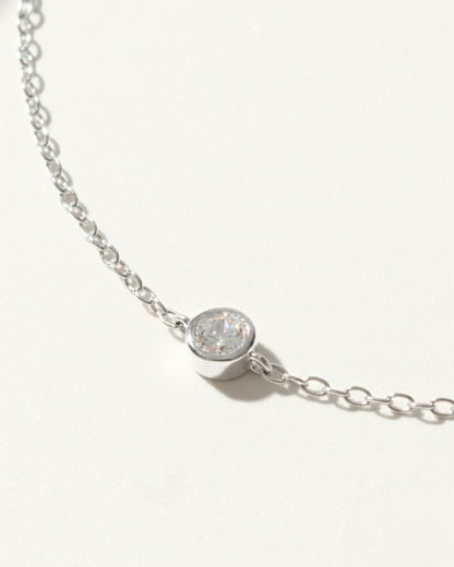 SILVER FOCUS SINGLE DIAMOND NECKLACE