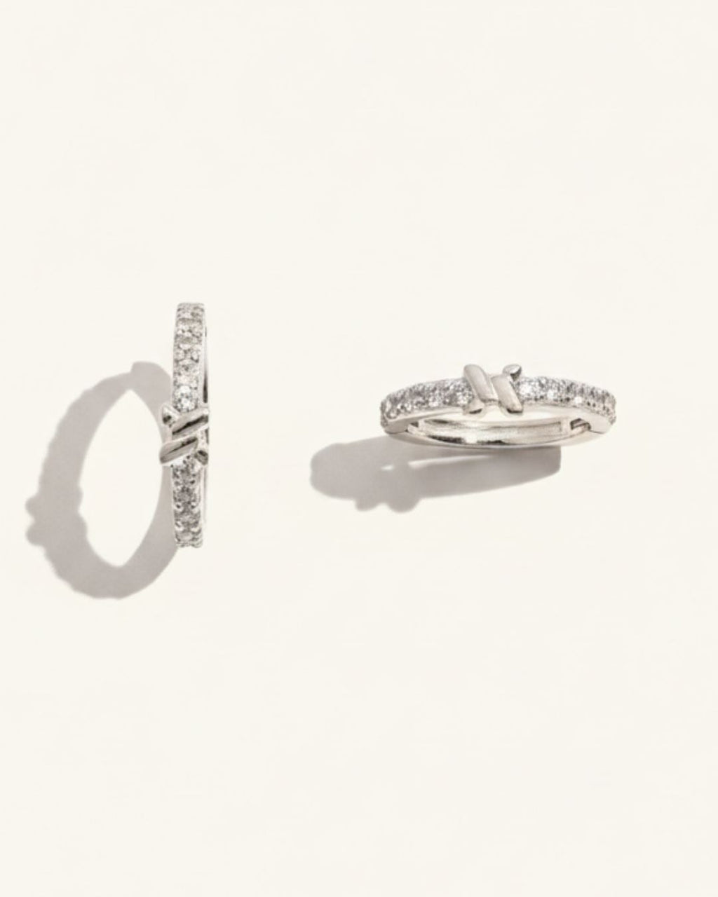 SHINNING X PAVE HOOP EARRINGS