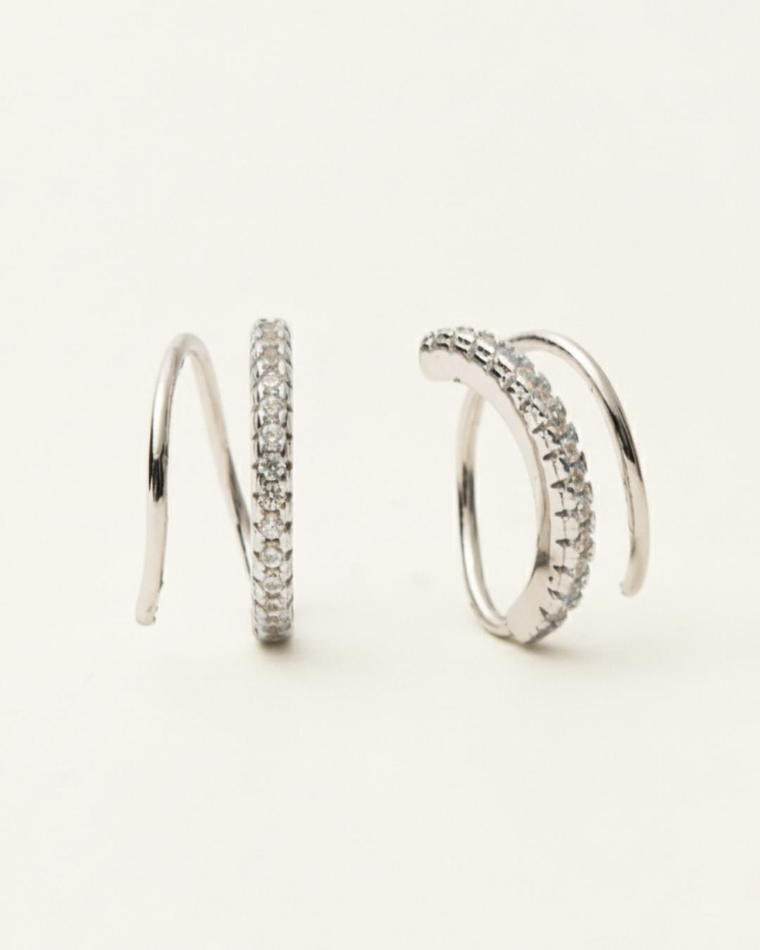 SILVER CZ SPIRAL EARRINGS