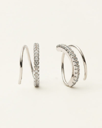 SILVER CZ SPIRAL EARRINGS
