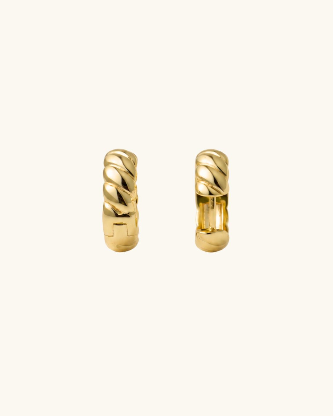 KHUYÊN TAI TRÒN MEDIUM CROISSANT 15MM VÂN XOẮN VÀNG VERMEIL 16K CAO CẤP