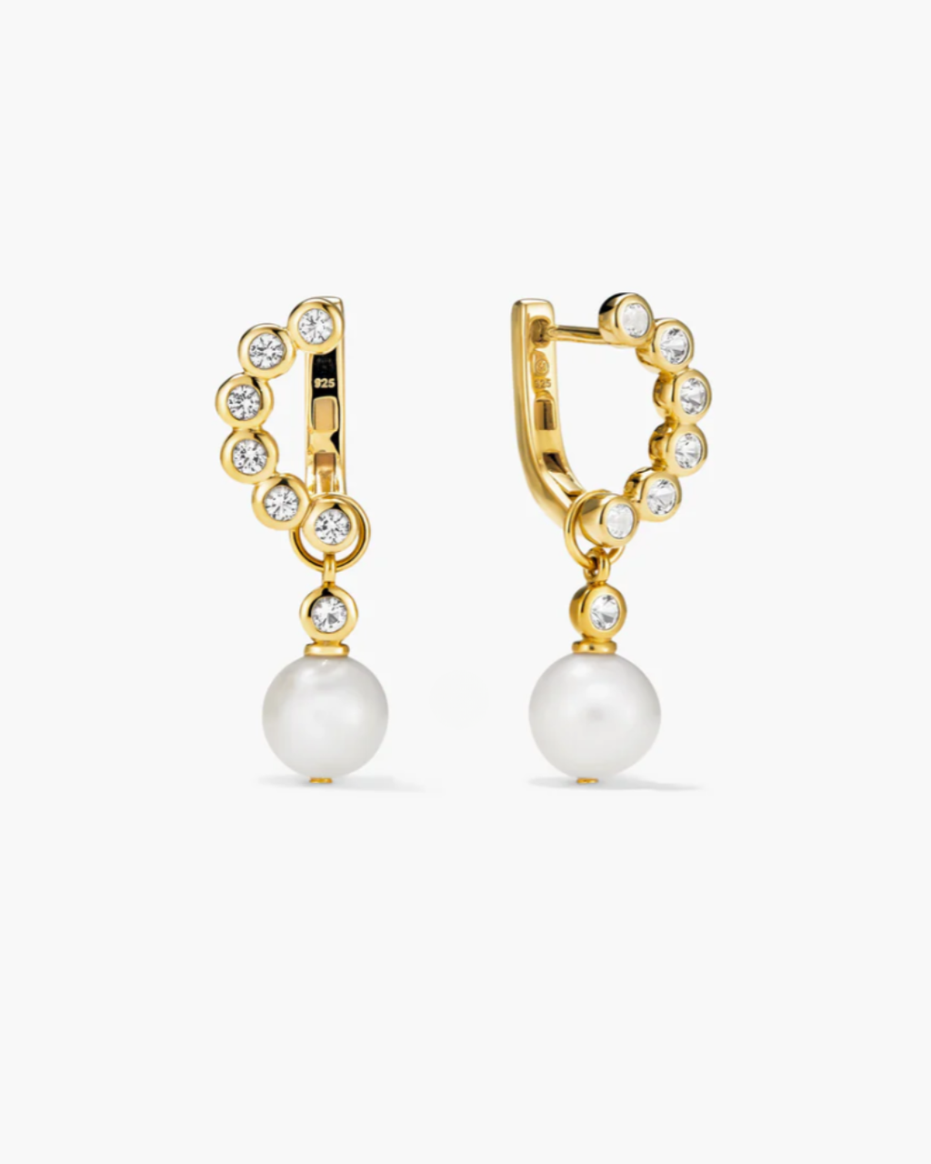 BEZEL PEARL DROP EARRINGS